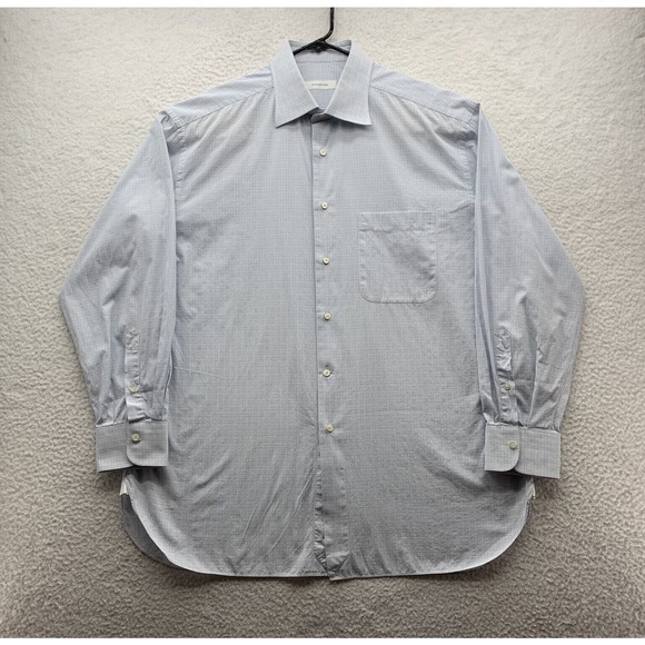 Ermenegildo Zegna Other - Ermenegildo Zegna Portofino Dress Shirt Mens XL 17.5 44 Check Grid Preppy Blue